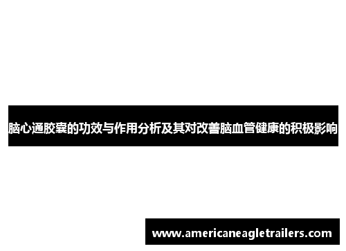 脑心通胶囊的功效与作用分析及其对改善脑血管健康的积极影响